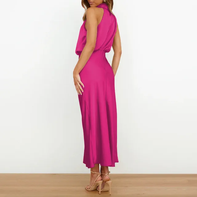 Satin Silk Women Dresses Sexy Evening Party Sleeveless Off Shoulder Bodycon Elegant Maxi Dresses For Women 2023 Summer Wedding Cheap Product Recommendation