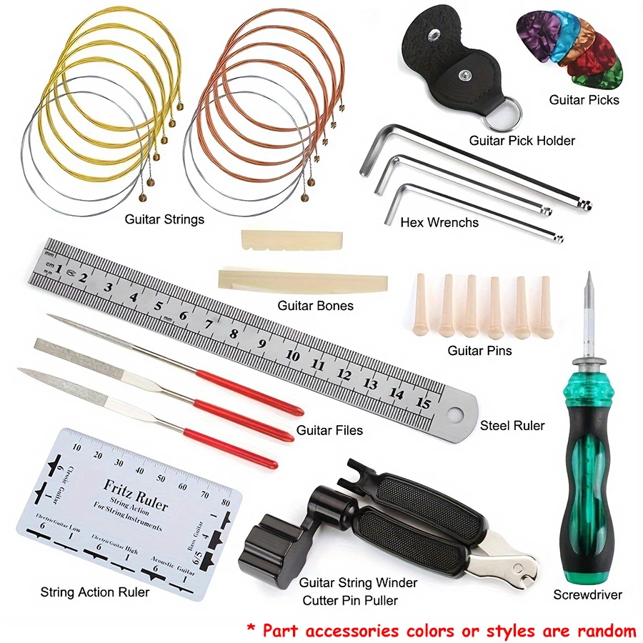 25/30 in 1 Guitar Tool Kit Set Multi-functional Guitar Repair Toolbox Parts Replacement Toolbox Picks String Fixed Buckle
