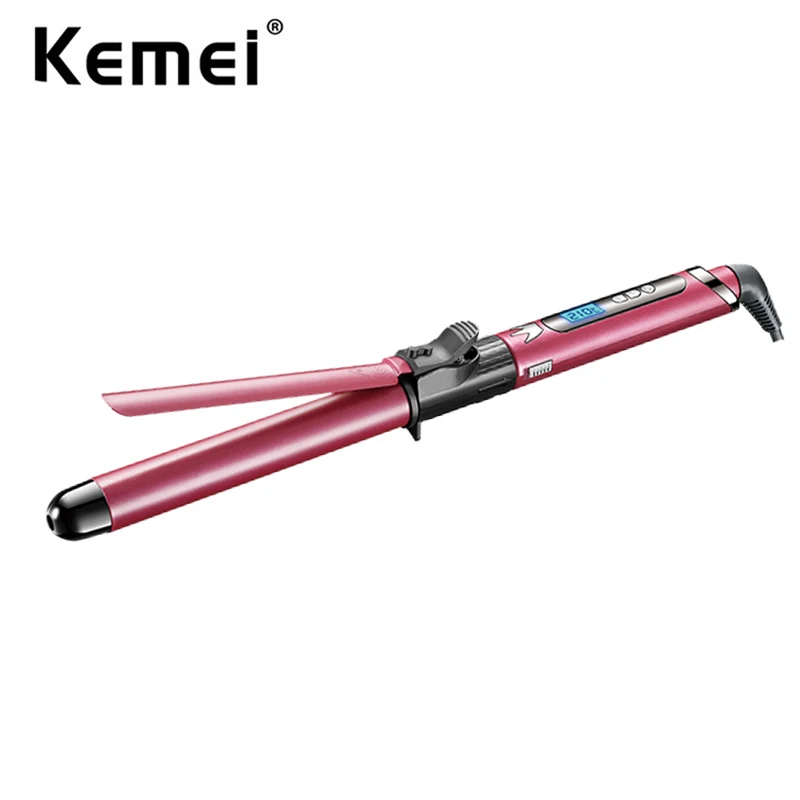 Kemei Professional Hair Curler Hair Curling Iron Wand Ceramic Tourmaline long Barrel Dual Voltage 100-240V Waving Style Too