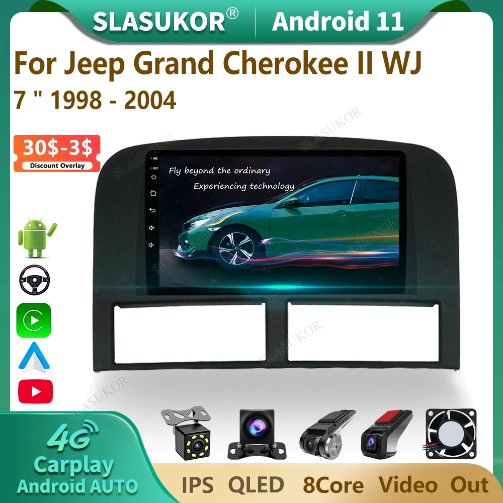 

Автомагнитола 7 дюймов для Jeep Grand Cherokee II WJ 1998-2004 Android, мультимедийный видеоплеер, аудио стерео плеер, навигация Carplay