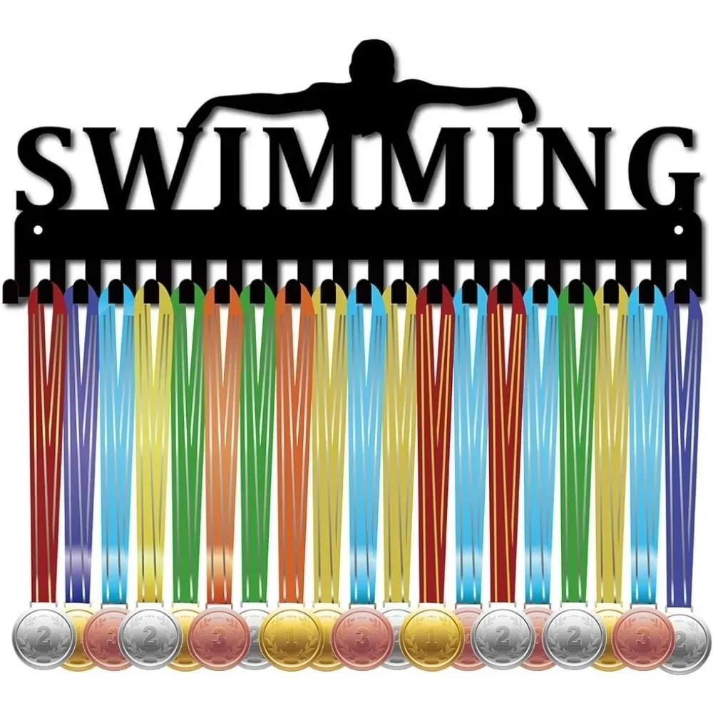 

Swimming Medal Holder Swimmer Medals Hanger Athlete Awards Display Stand Wall Rack Mount Decor Stainless Steel Metal Hanging