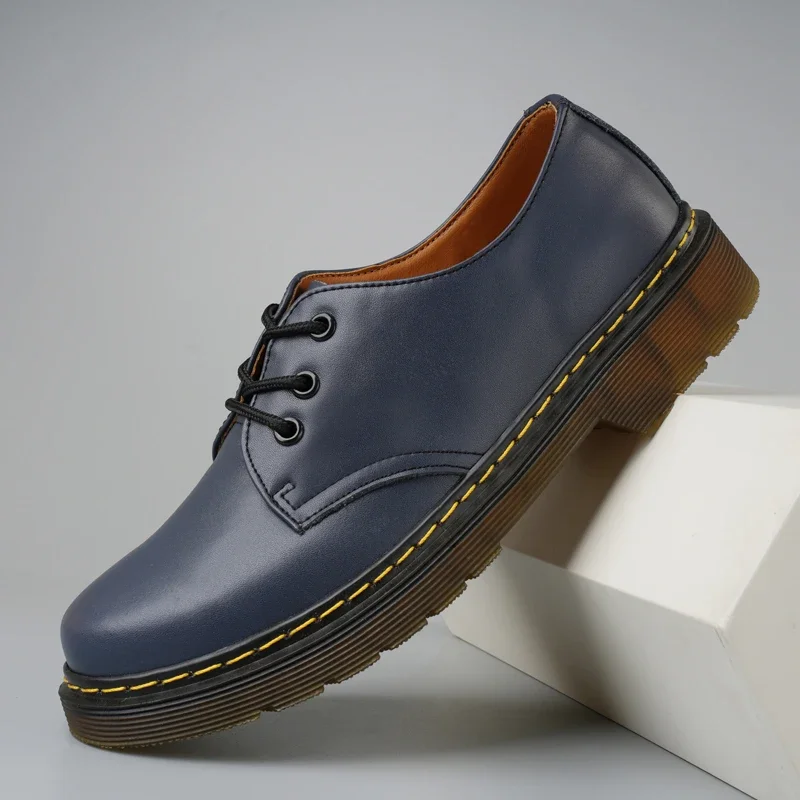 Couple boots new couple casual leather shoes fashion plus size low top cargo boots comfortable trendy outdoor booties