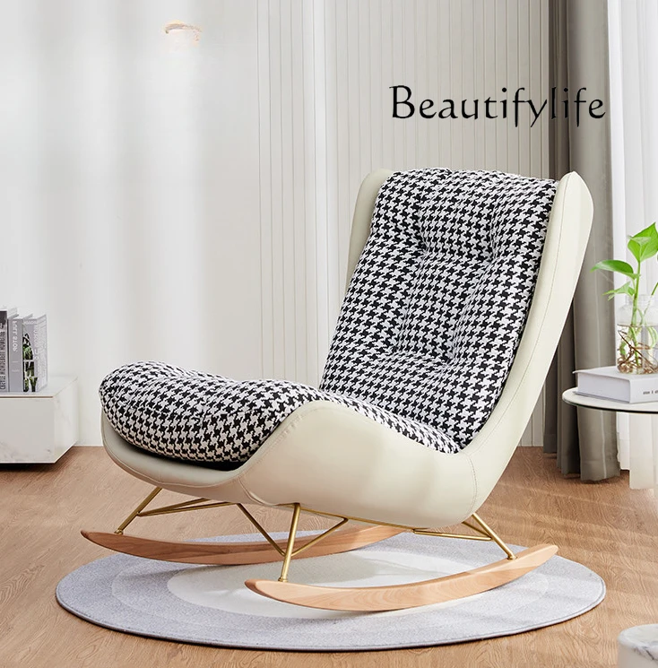 

Rocking Chair Nordic Houndstooth Light Luxury Rocking Chair Designer Living Room Home Sofa Balcony Leisure