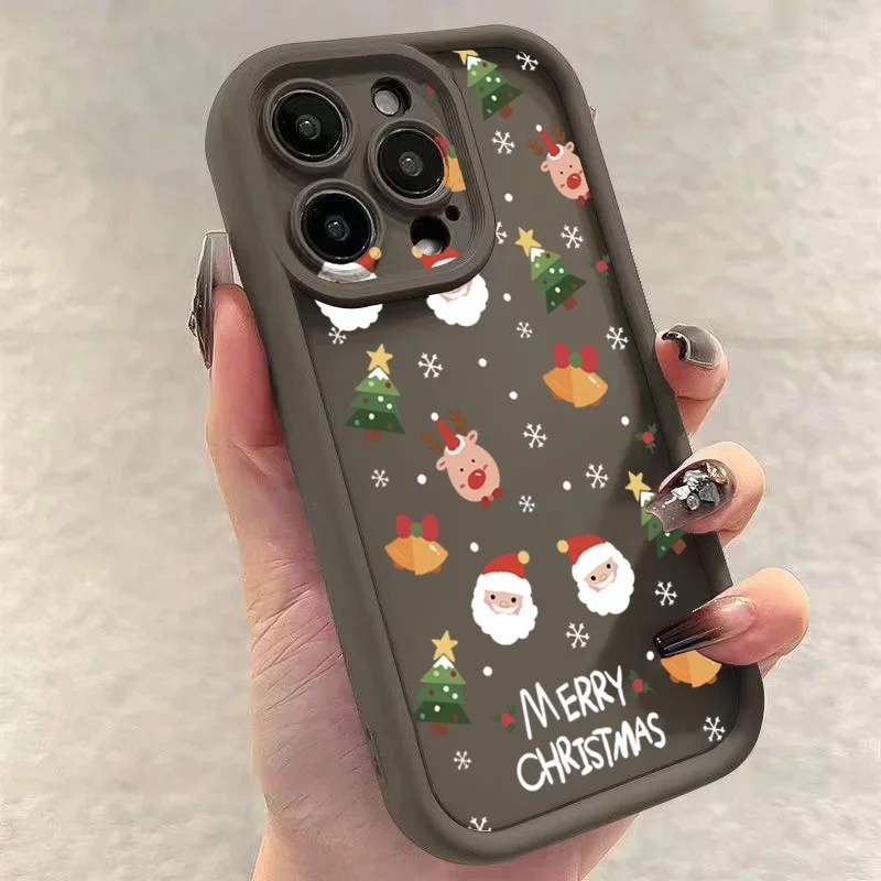 Festive Santa Elk Soft Silicone Shockproof Phone Case - Christmas Edition