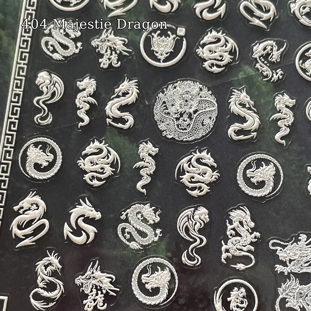 CN Chic 5D Relievo Neo Sticker Vintage Archaic Dragon Totem Embossed Adhesive Decal Nail Sticky Decals 404arts nail stickers nail art tools nail art decoration nail decals