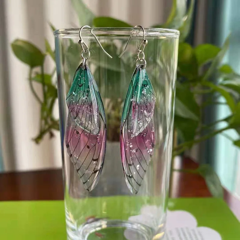 Fairy Clear Gradient Resin Simulation Wing Drop Earrings Butterfly Earring For Women dangle earrings drop earrings butterfly earrings