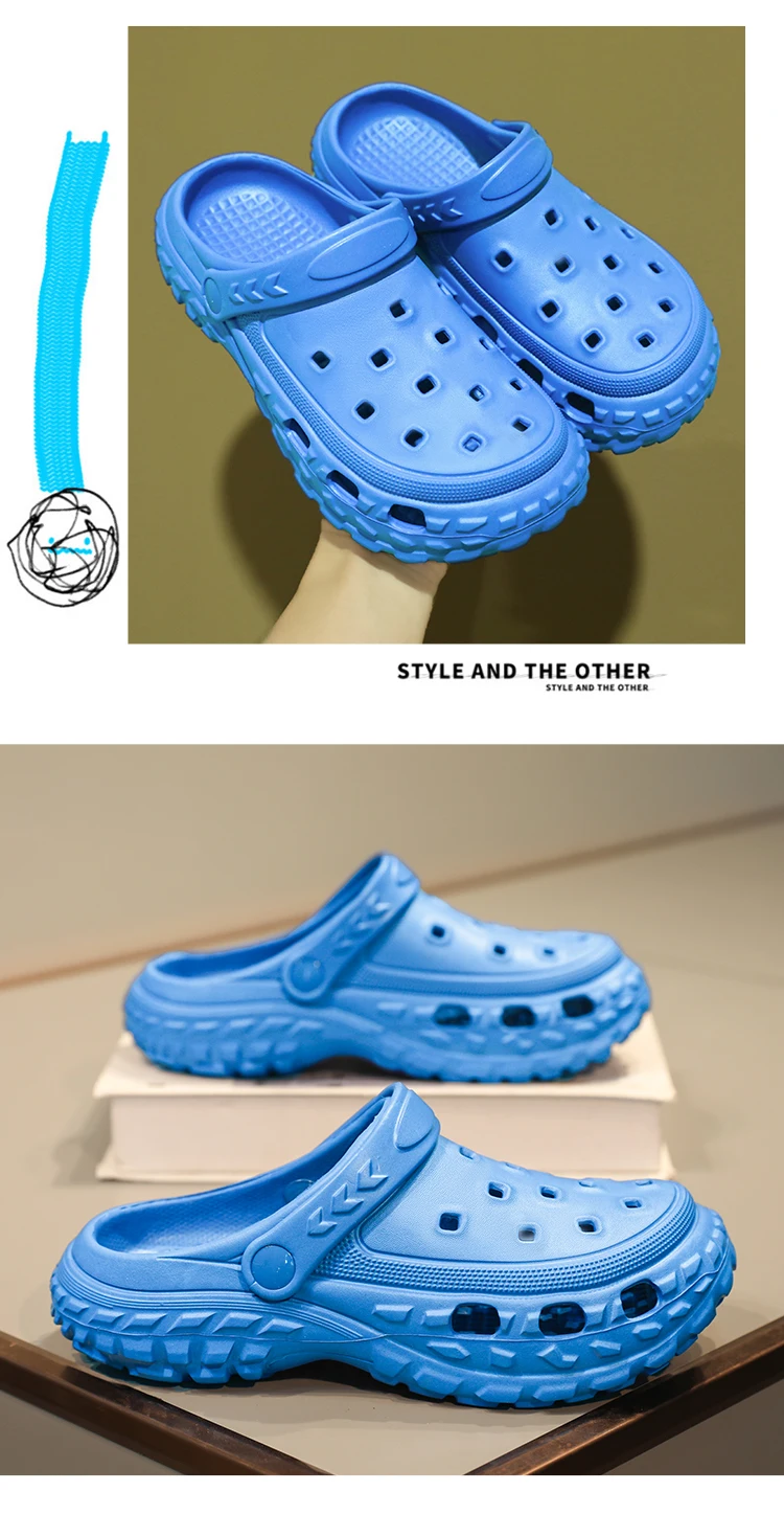 Baotou – pantoufles de printemps pour hommes et femmes, pantoufles d'extérieur, de plage, de jardin, populaires, antidérapantes, chaussures à trou inférieur_voghion.com