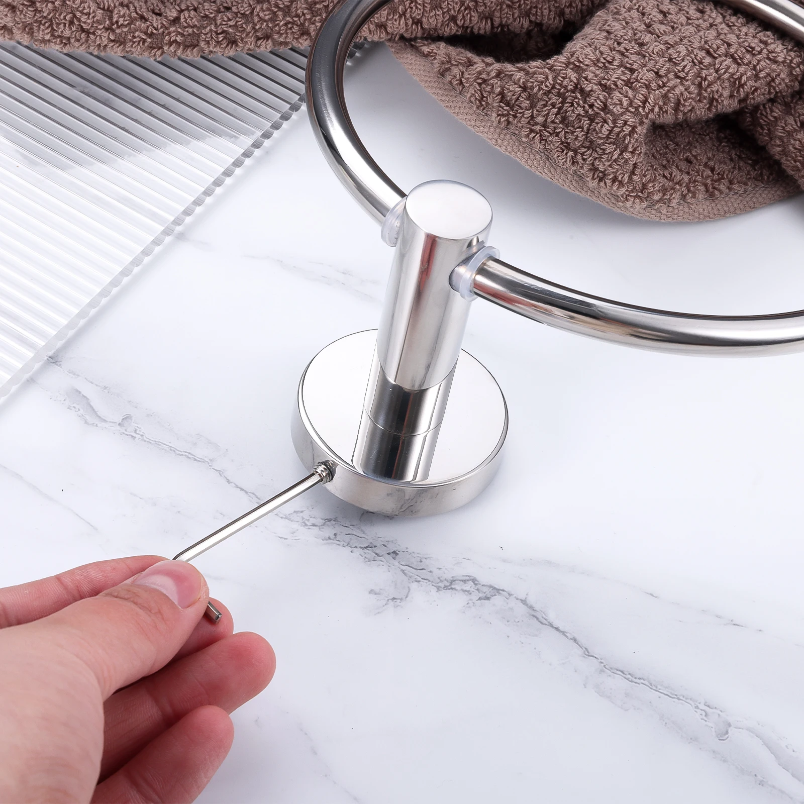 1pc Towel Ring Holder Wall Mount Round Bathroom Accessory Modern Polished Chrome 304 Stainless Steel Shower Hanger
