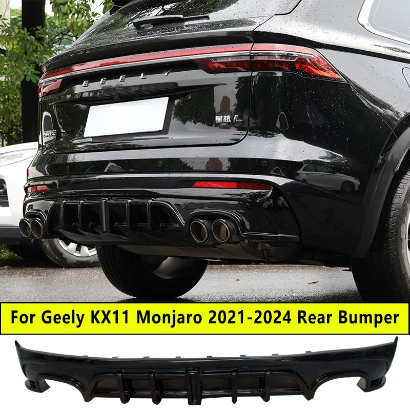 

For Geely KX11 Monjaro 2021-2024 Rear Bumper Diffuser Splitter Bodykit Double Dual Outlet Exhaust Pipe Black Carbon Accessories
