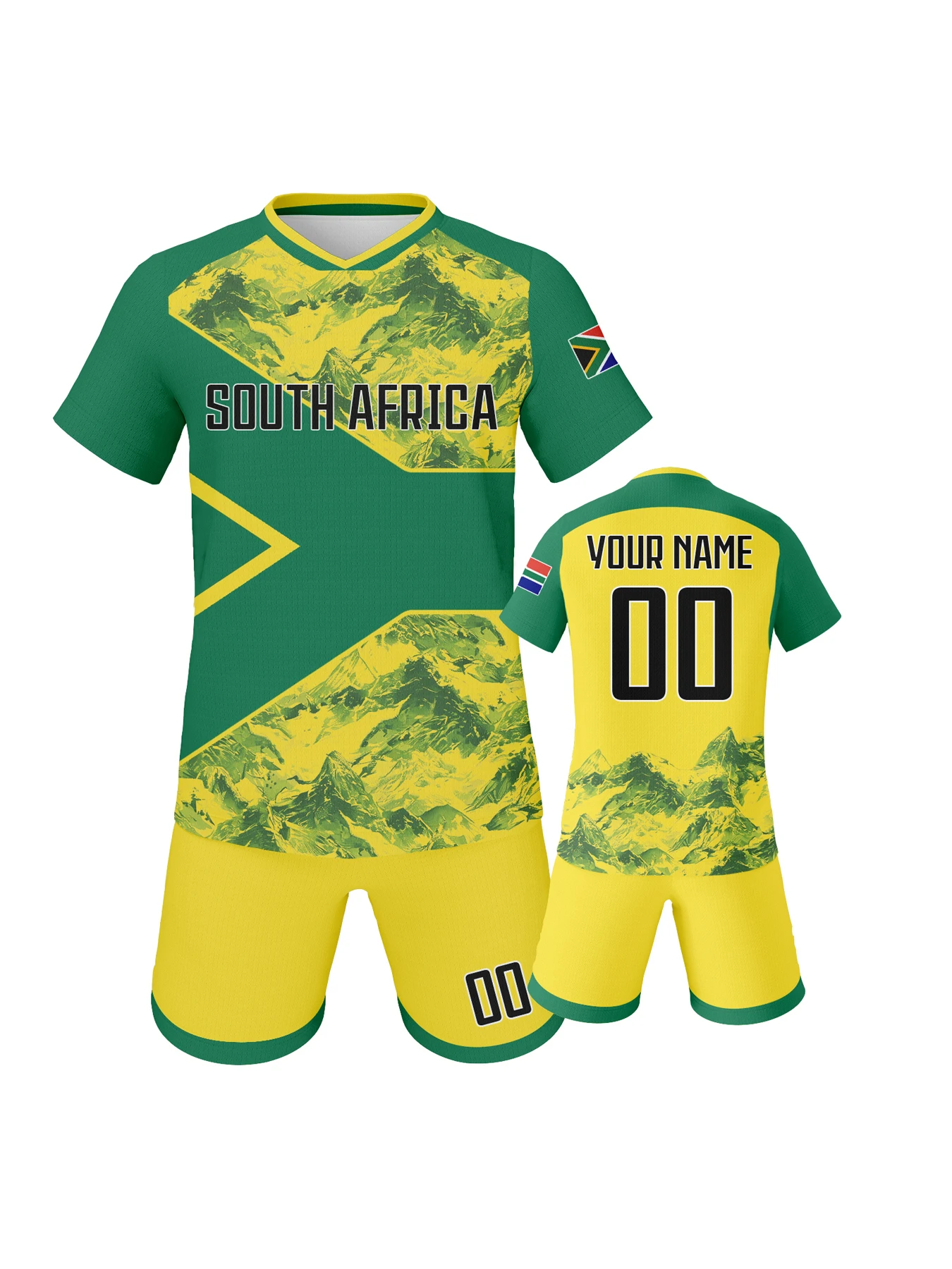 boy's custom south africa soccer kit personalized football set with name & number, breathable national team training uniform Boy's Custom South africa Soccer Kit Personalized Football Set with Name & Number, Breathable National Team Training Uniform 1