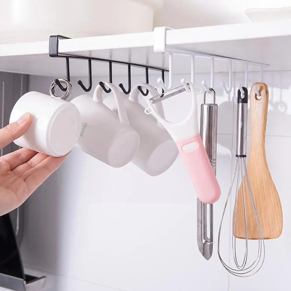 6 Hooks Under Clothes Storage Hanger Rack Iron Coat Hanger