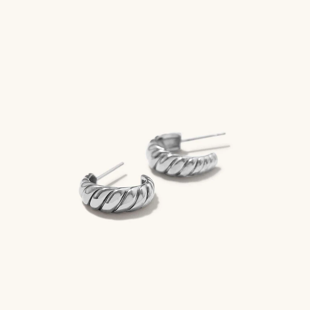 Geometric Earrings for Women Vintage Croissant Stainless Steel Hoop Earrings