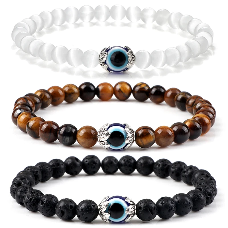 Lameybrt Böser Blick Armband - Stretch Armband Mit Naturstein Für Männer