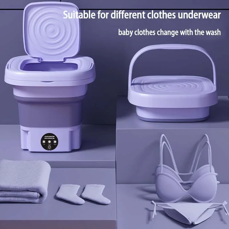 

Portable Foldable Washing Machine With Spin Dryer Automatic Mini Underwear Sock 110v/220V Washing Machine With Centrifuge 8L