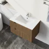 30” Wall Mounted Bathroom Vanity with Sink Floating Bathroom Cabinet Sink Combo, Soft-Close System, 2 Extra Big Drawers, Walnut 1