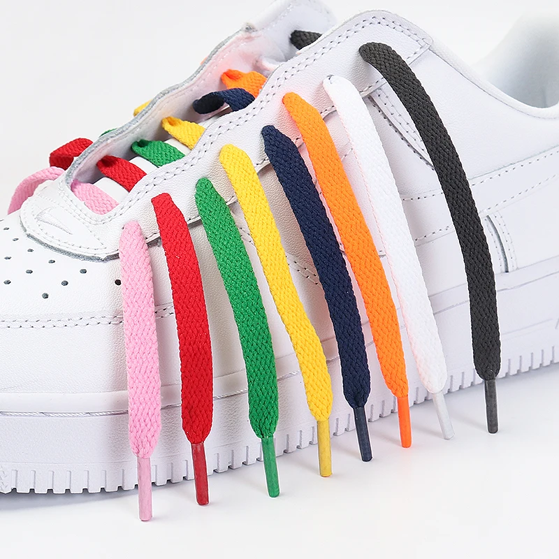 1 Pair / Af1 Shoelaces Flat Thicken Weave Craft Off Black White Shoe Laces High-Top Sneaker Shoelace Accessories 25 Colors