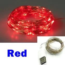 USB - Powered LED Fairy Lights - Outdoor Waterproof Copper Wire Garland - 20m - 200LED (Red)