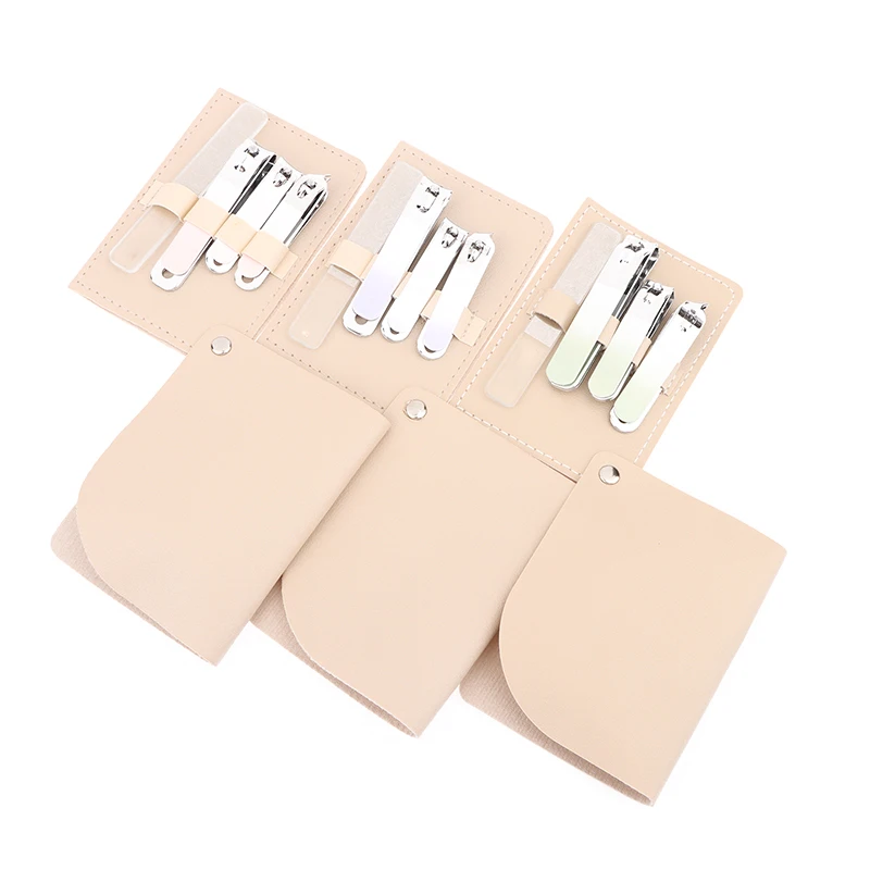4PCS Nail Clippers Set With Rotating Leather Bag Professional Trimmer Pedicure Care Lools Manicure Set Home Care