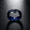 BONLAVIE  8mm Tungsten Carbide Ring Blue & Black Matte Finish Beveled Edge Men's Women Wedding Band Large Size 4 to 17 4