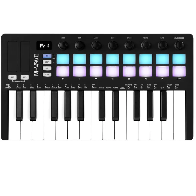 M-VAVE SMK-Ⅱ 25 キー MIDI キーボードコントローラー、16 個のバック