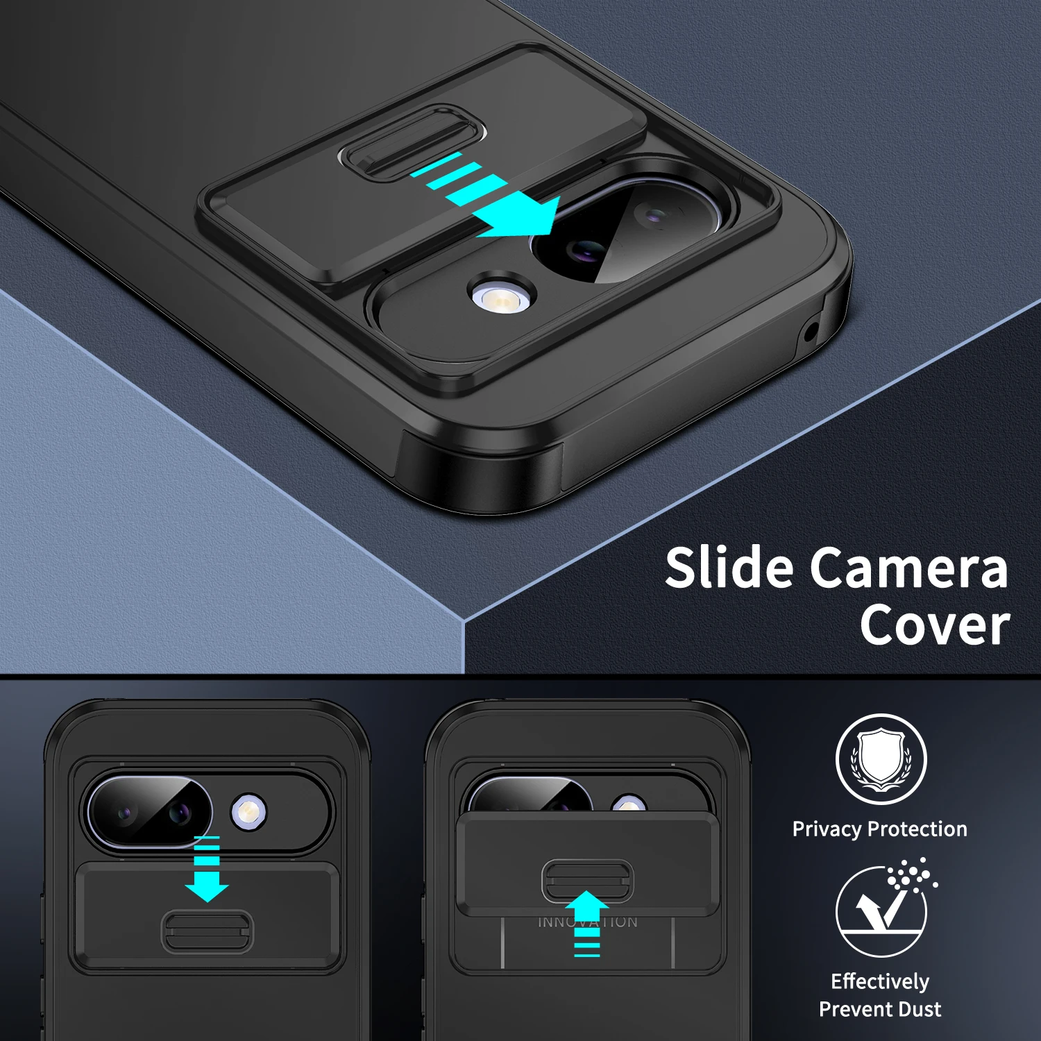 Enhanced Camera Slide Protective Phone Case - Wireless Charging Compatible, Durable Armor Cover.