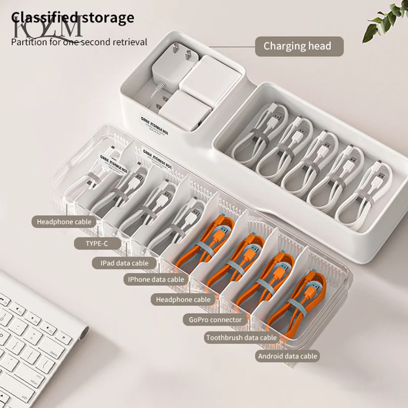 

Transparent Plastic Data Line Storage Box Management Office Supplies Organizer Cable Desk Stationery Makeup Storage Container