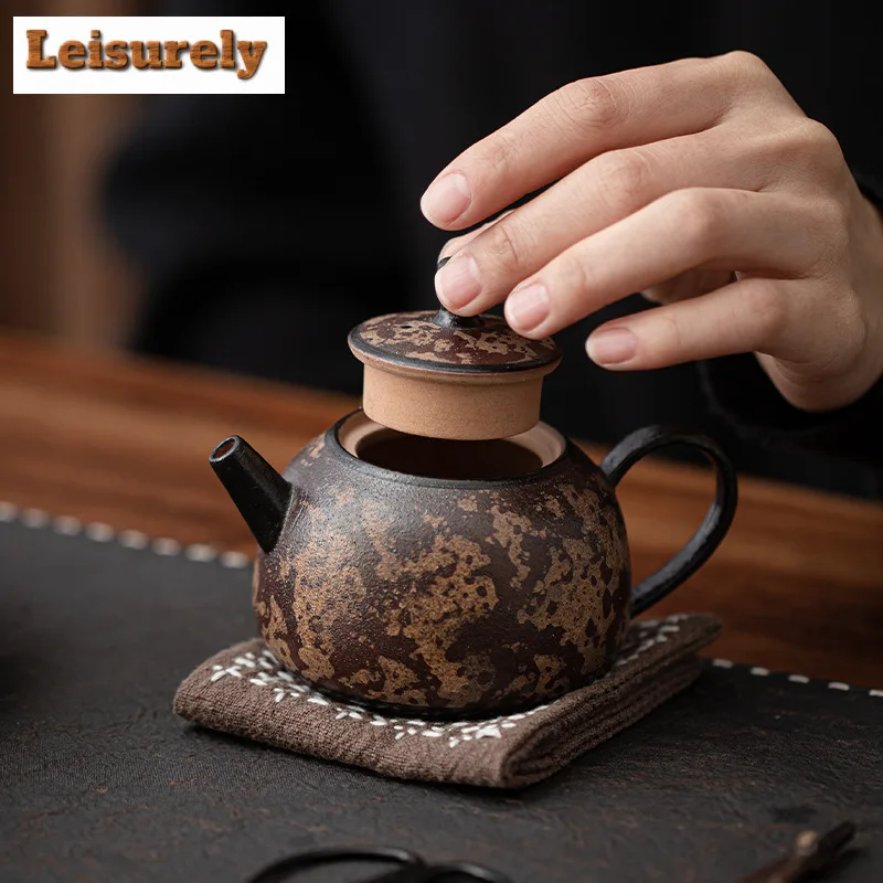 Kiln Fambe Agarwood Glaze Teapot Japanese Tea Infuser Pot Tea Soaking Kettle With Strainer Tea Ceremony Supplies Collection Gift