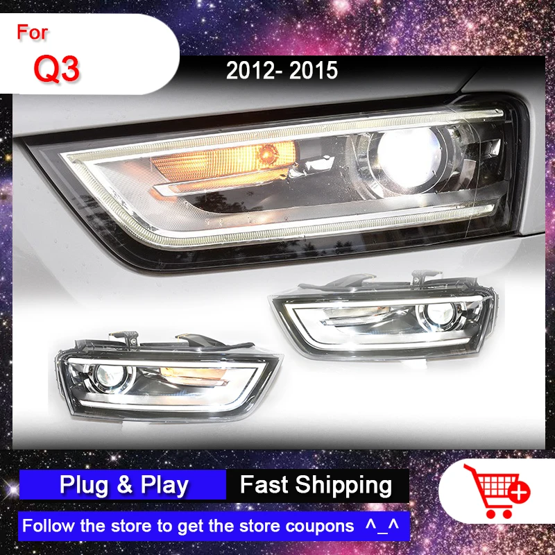 

Car Front Lights for AUDI Q3 2012-2015 Q3 Headlights LED DRL Yellow Turn Signal Lamps Bi-xenon Lens Auto Accessories