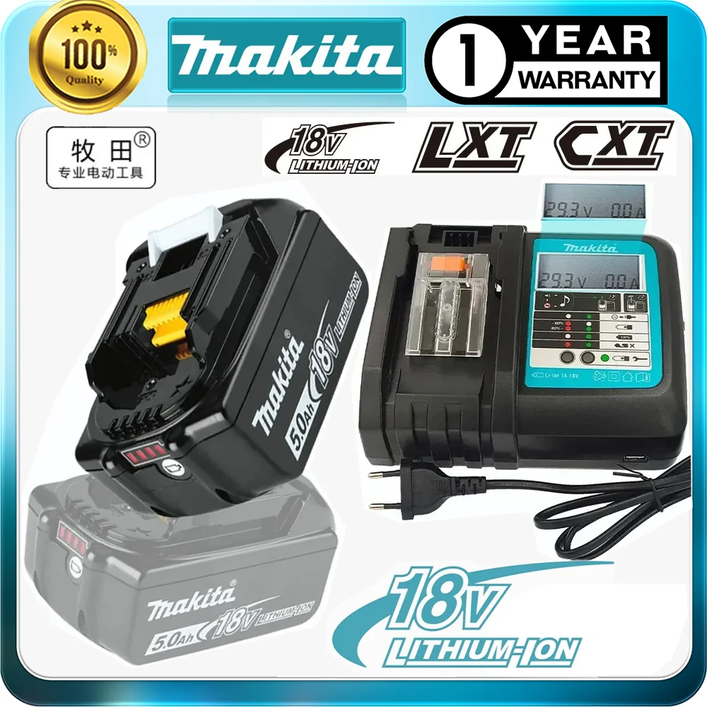

Original Makita 18V Rechargeable Battery 3.0Ah/5.0Ah/6.0Ah with Charger for Makita 18V Battery LXT BL1860B BL1860 BL1850 DHP482