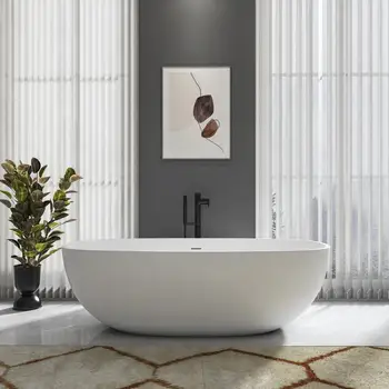 71" Solid Surface Freestanding Soaking Tub 1