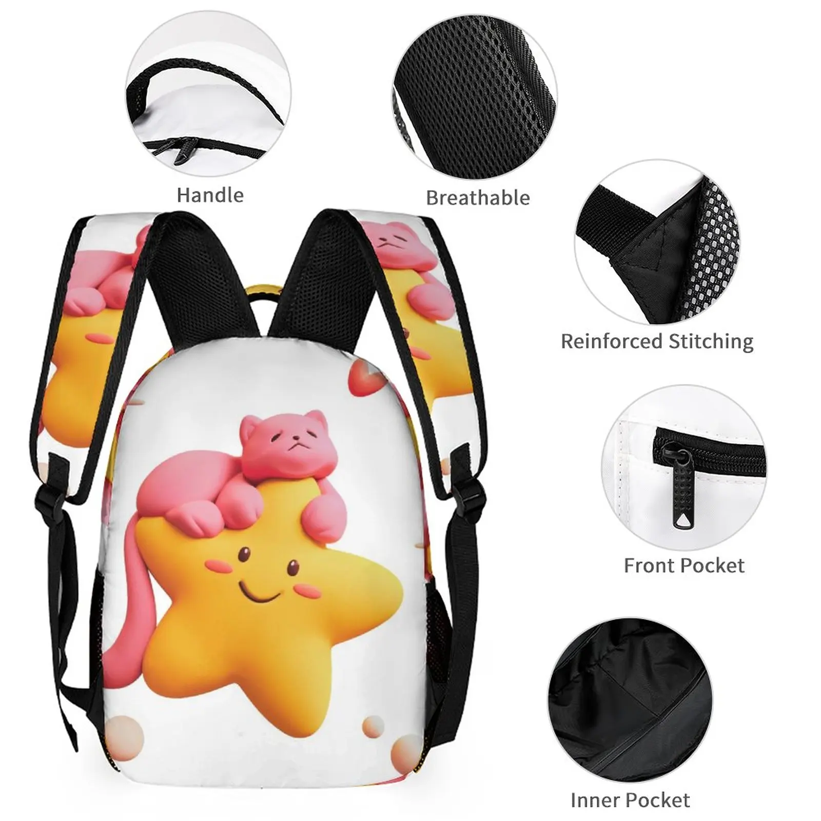 3PCS/Set Kids Fruit Backpack Full Star Pattern  School Bag for Teenager with High-capacity Lunch Mochila 2023