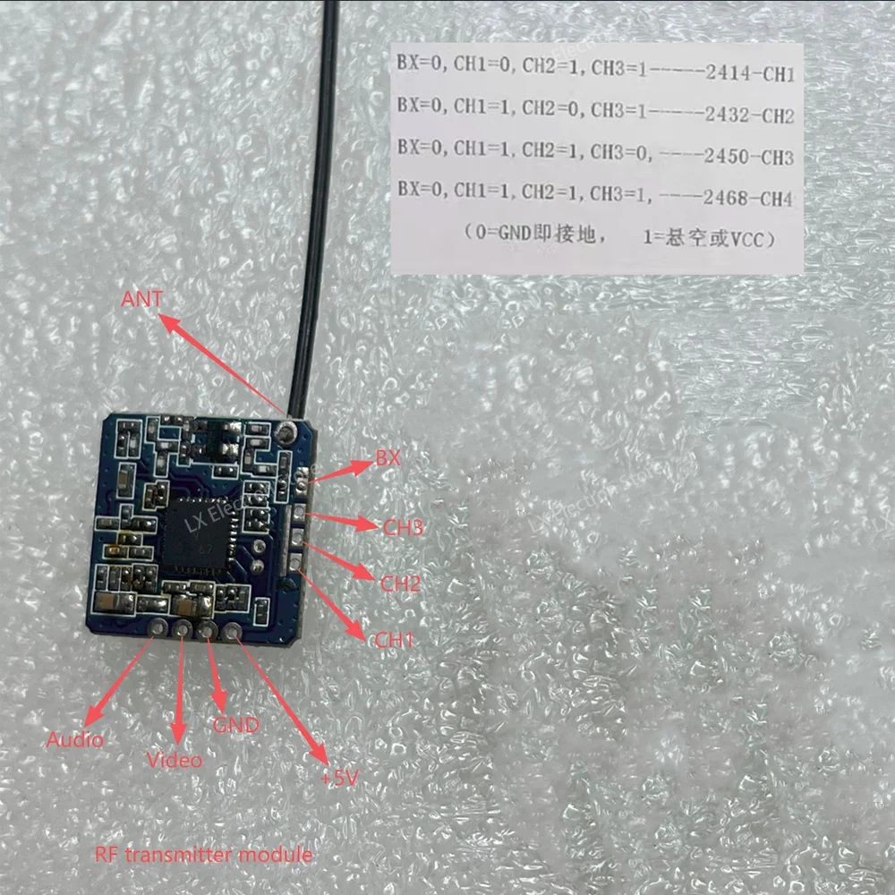 Module RF 433MHz pour drone connecté à une carte de contrôle, test de transmission sans fil.