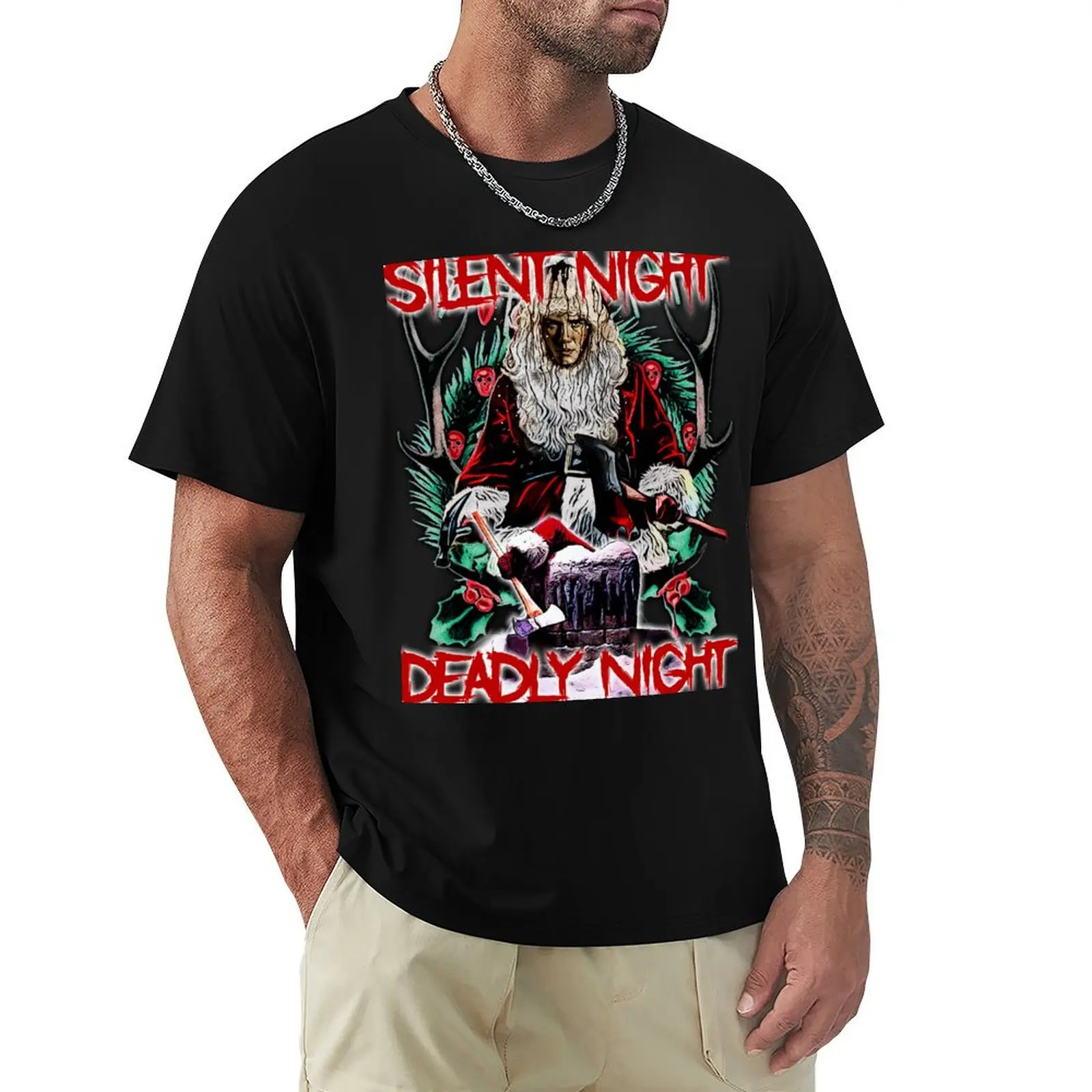 

Silent night deadly night T-shirt Aesthetic clothing quick drying plus sizes mens champion t shirts