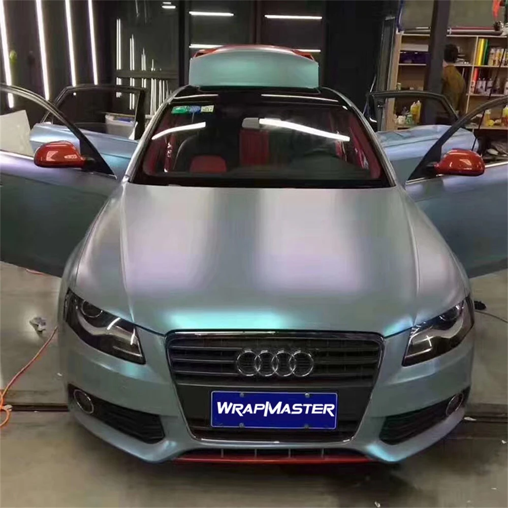 

Carbon Fiber Glitter Chameleon Wrap Car Vinyl Wrap Suppliers matte Grey Blue