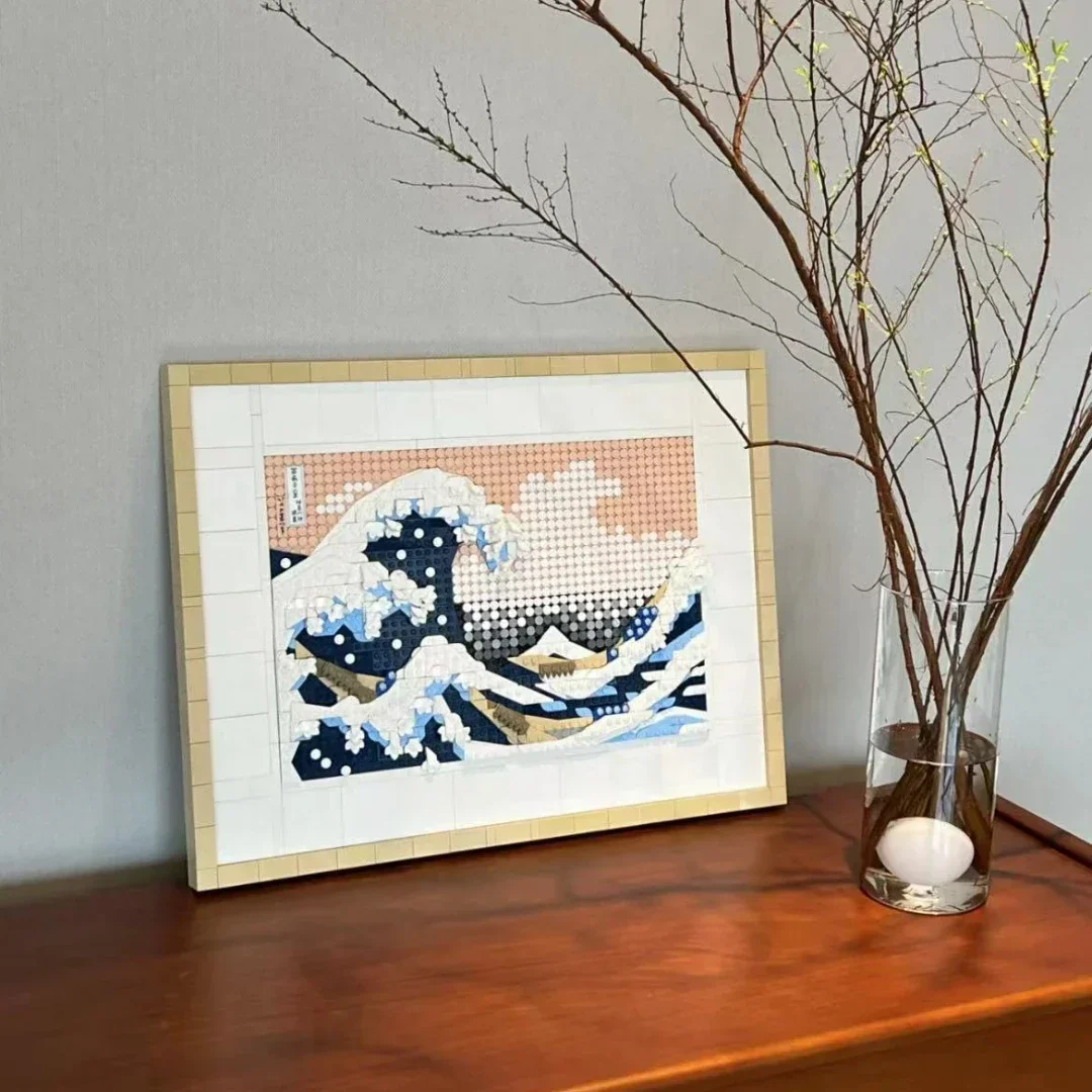 31208 Compatibile Hokusai The Great Wave Starry Night Building Blocks Art Painting Bricks Moc Ideas Giocattoli Educativi Regali
