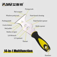 15 in 1 Multi Use Putty Knife Stainless Steel Paint Scraper Removal Construction Tool for Wallpaper Can Opener Home DIY 2