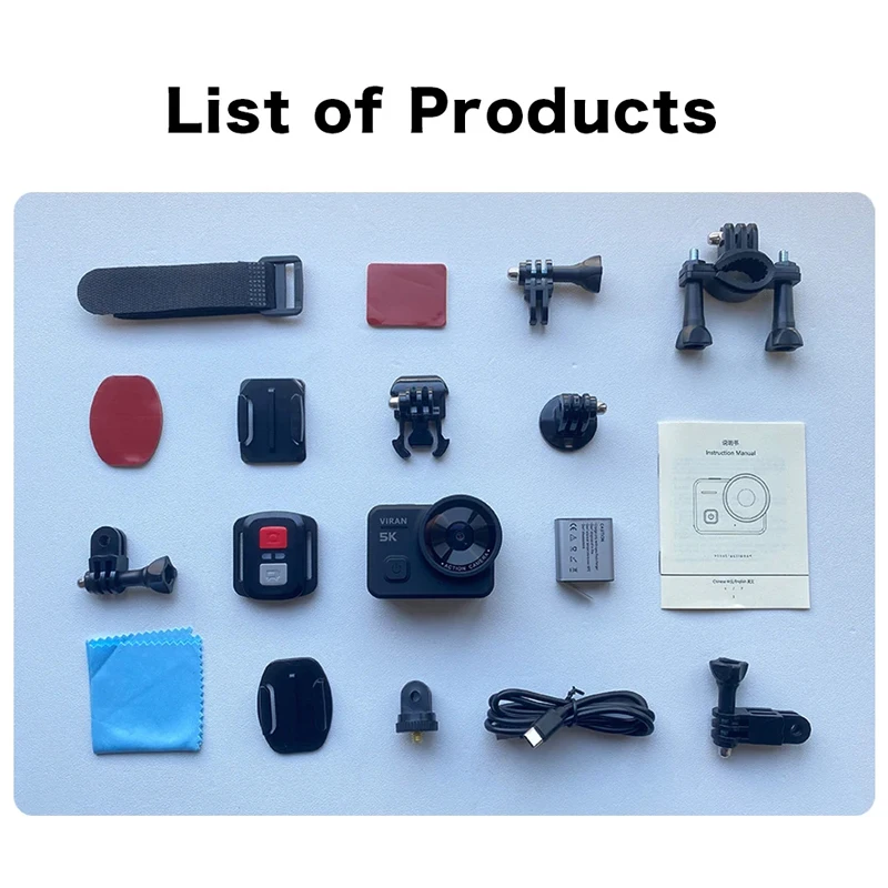 VIRAN V10 5K Action Camera Electronic Image Stabilization 2" Touch LCD 4K Waterproof Action Camera Dashcam Motion Detection 3