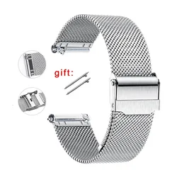 Premium 0.6mm Milanese Stainless Steel Mesh Watch Band - Quick Release Strap - 22mm (Silver)