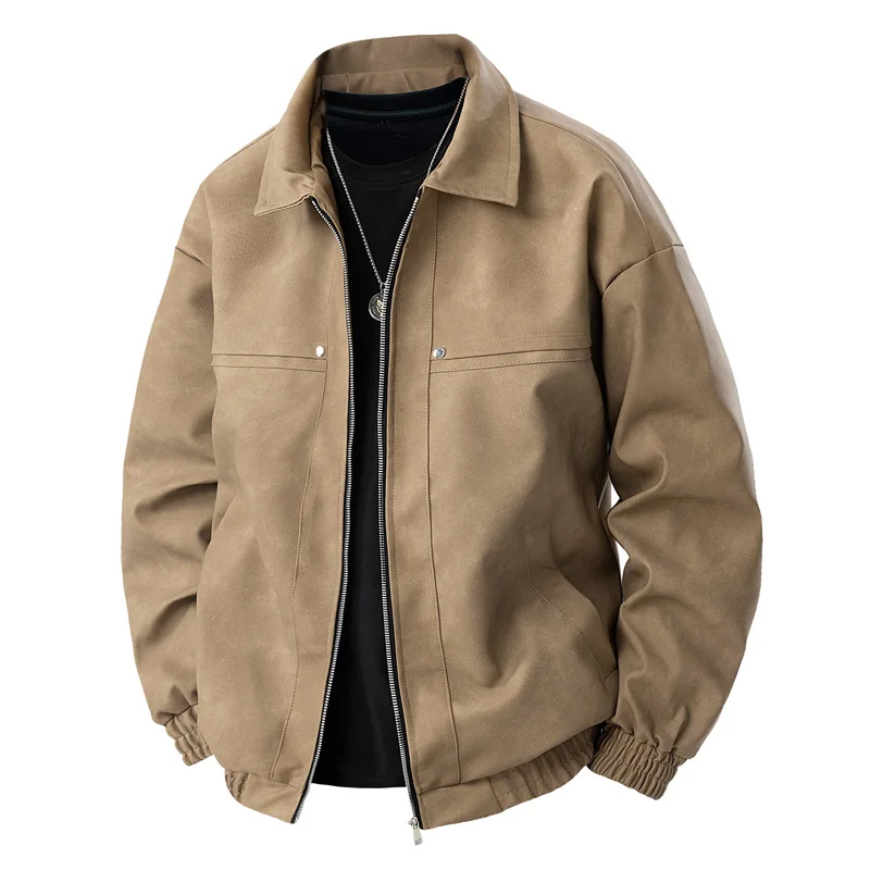 Jeanswest Men's Casual PU Leather Jacket Spring 2025 New Sle