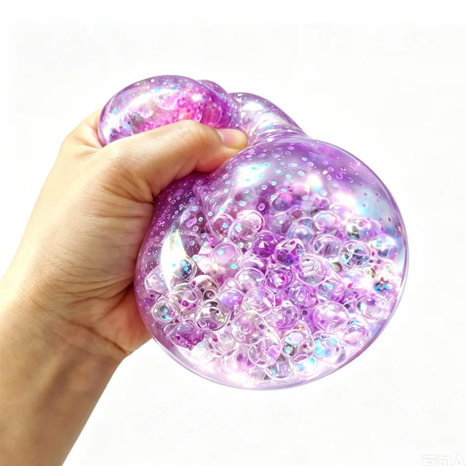 Sparkle Bun Stress Relief Squishy Toy - Soothing Sensory Fidget Ball with Bead & Steamer