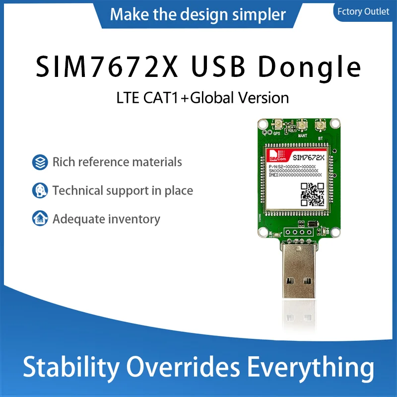 

SIM7672E SIM7672E-MNGV LTE CAT1 USB Dongle, с GPS 1 шт.