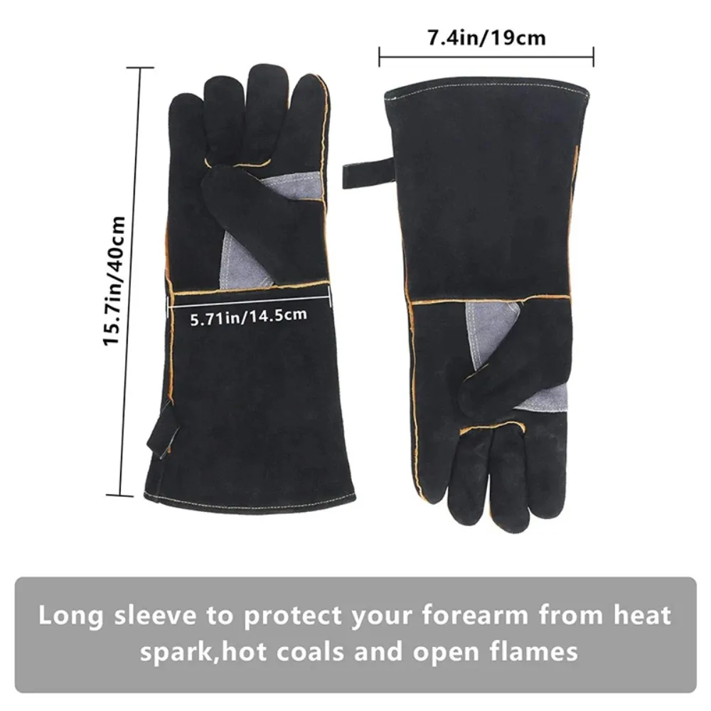 Enhanced Cowhide Fire-Resistant Gloves with Heat Insulation and Kevlar Stitching