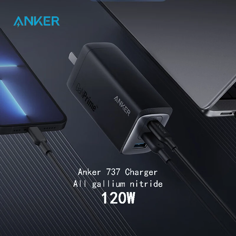 Anker USB-C Charger, Anker 737 Charger GaNPrime 120W, 3-Port Fast