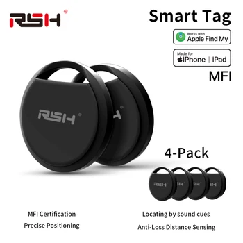 Localizzatore anti-smarrimento di sicurezza RSH per tag IOS Funziona con Apple Trova il mio localizzatore GPS Bluetooth per bagagli, carte, denaro, moto, animali domestici