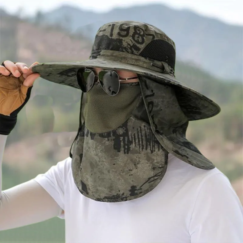 Benny New Hat Men's Camouflage Sun Protection Hat Detachable Face Mask Outdoor Fisherman Hat, Mountaineering and Fishing Feature