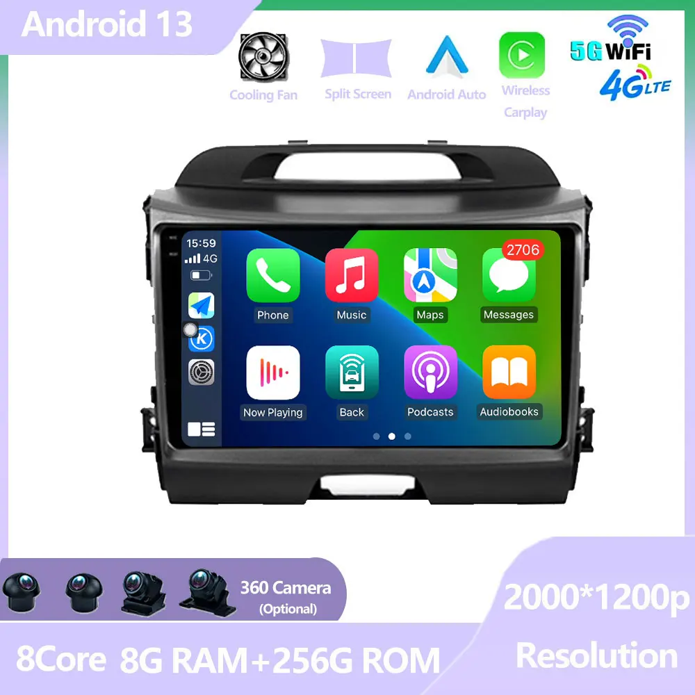 

For Kia Sportage 3 SL 2010 - 2016 Car Radio Multimedia Video Player Navigation stereo GPS Android 10 No 2din 2 din dvd Radio FM