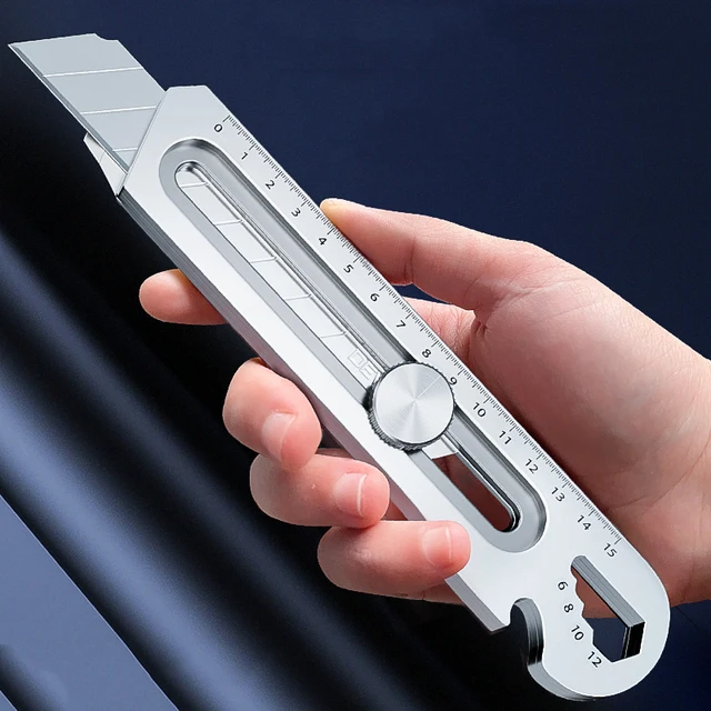 Aluminum Alloy 6 in 1 Multifunctional Box Cutter Heavy Duty 25/18MM Black  Premium estilete profissional ferramenta Wallpaper нож - AliExpress