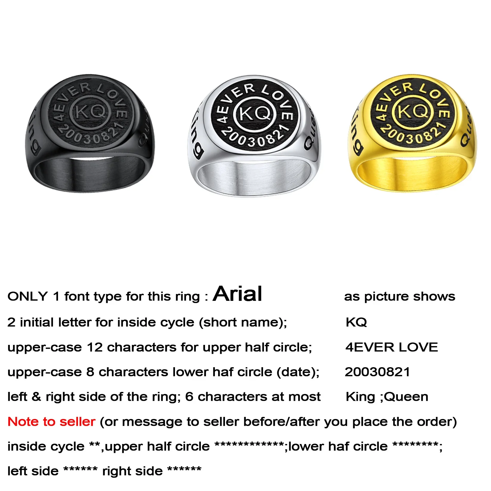 U7 anello con sigillo inciso al Laser rotondo personalizzato superficie nera in acciaio inossidabile nome Union Team Family Class Ring gioielli personalizzati