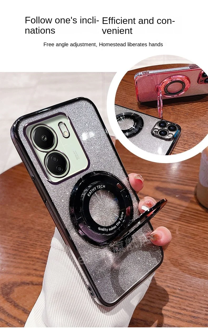 Enhanced Soft Bling Glitter Magnetic Protective Back Cover Case with Ring