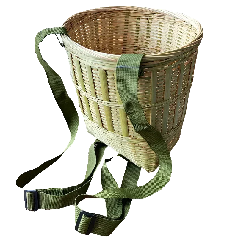 Handmade Bamboo Woven Back Basket Shopping Tea Picking Pack Basket Photography Props Household Sundries Storage Basket 6
